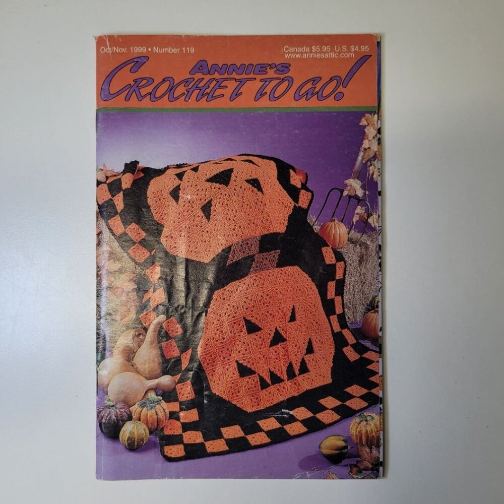 Annies Crochet To Go 1999 No‎ 119 Halloween Jack-o-Lantern Crafting Blanket Fall